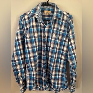 Karma Blu Paisley Plaid 100% Two-Ply Cotton Button-Down Shirt